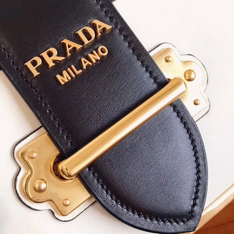 White/Black Pra*a Cahier Shoulder Bag Knockoff