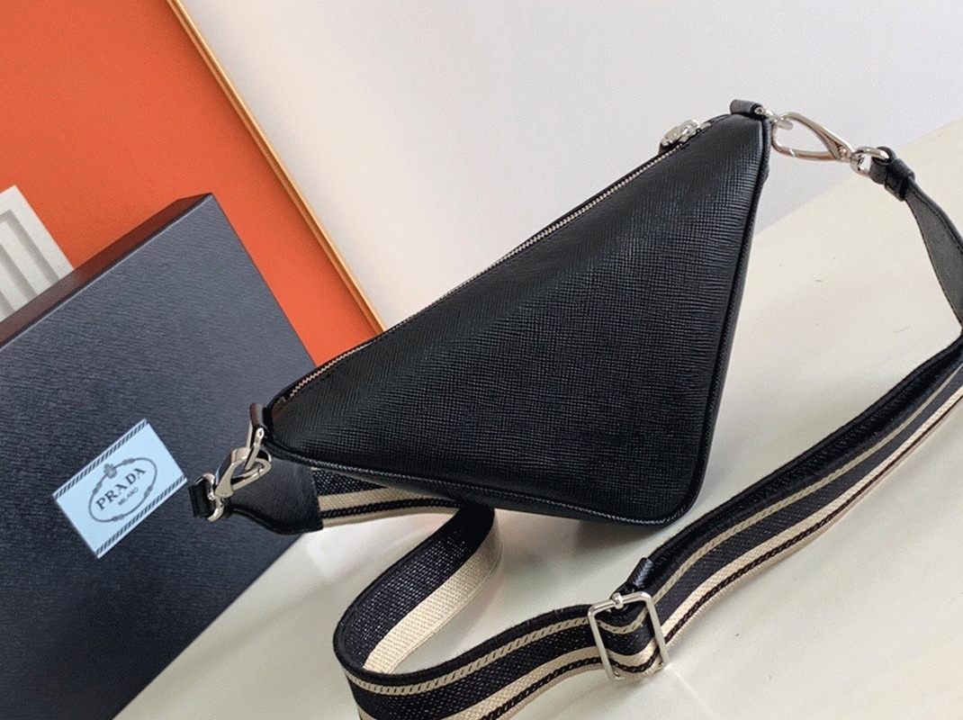 Pra*a Triangle Shoulder Bag Fake in Black