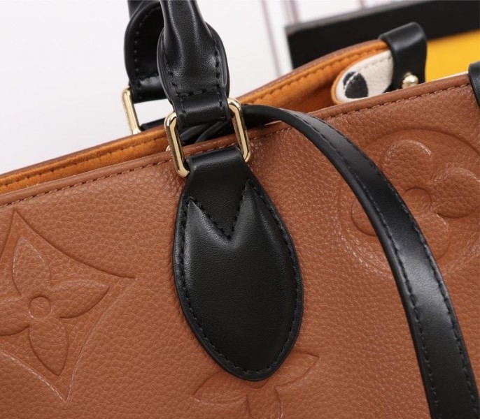 L0vis Vvtt0n Monogram Empreinte Wild At Heart Onthego MM Tote In Caramel Brown