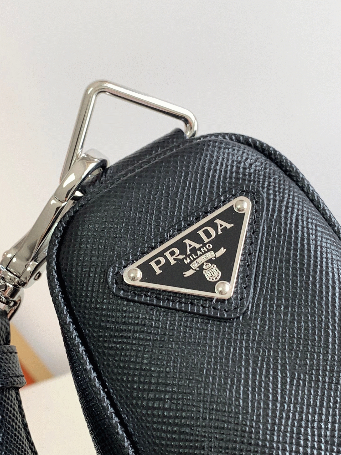 Pra*a Triangle Shoulder Bag Fake in Black