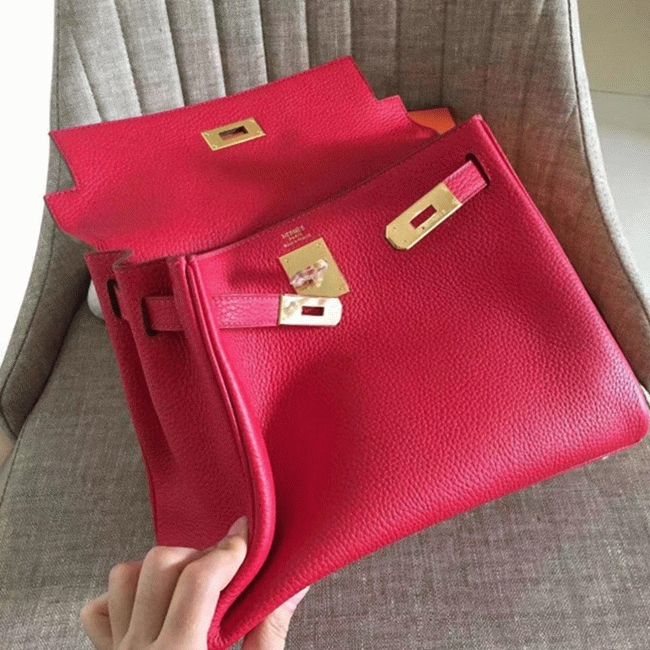 Red Clemence H**me5 Kelly Retourne 28cm Replica Handbag