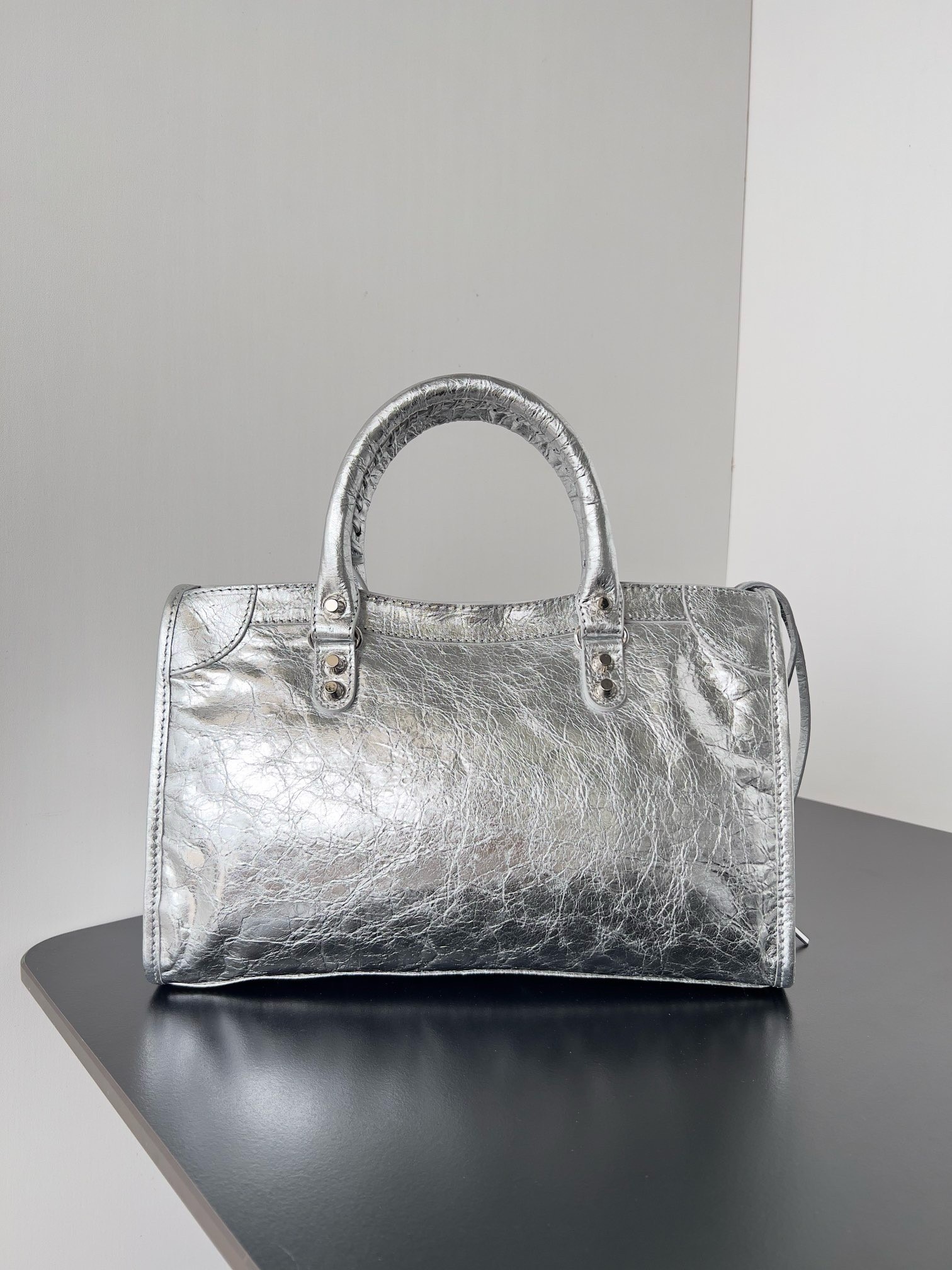 Knockoff Ba1en*iaga Le City Small Bag Silver Metallic Lambskin