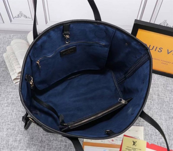 L0vis Vvtt0n Monogram Empreinte Neverfull MM Tote In Black