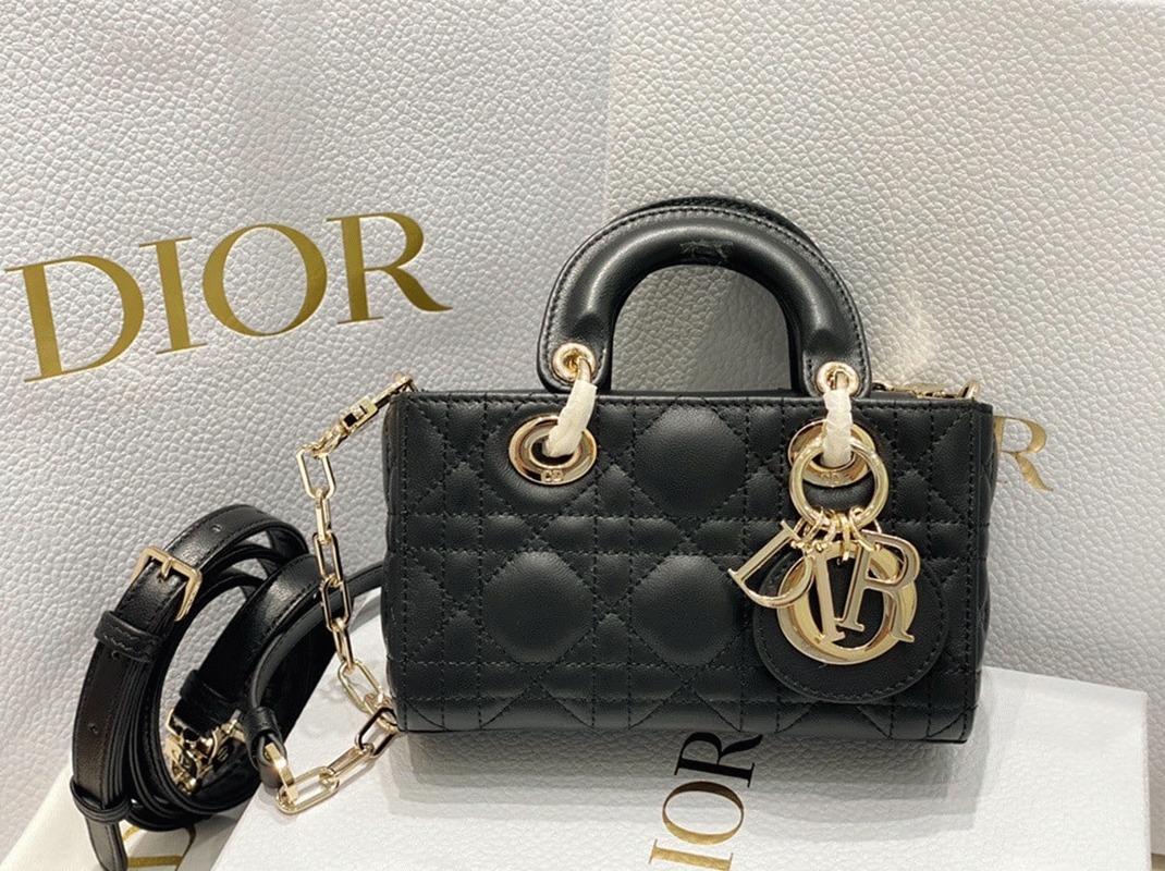 D10r Lady D-Joy Micro Bag Replica in Black Cannage Lambskin