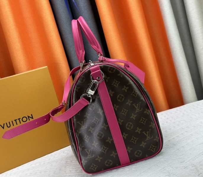 L0vis Vvtt0n Monogram Macassar Canvas Keepall Bandouliere 50 In Pondichery Pink