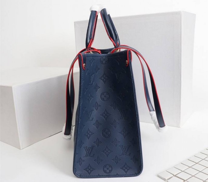 L0vis Vvtt0n Monogram Empreinte Giant Onthego MM Tote In Navy Blue