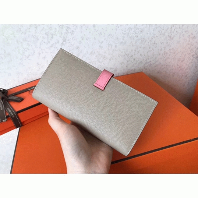 Grey Pink Epsom Knockoff H**me5 Bearn Wallet
