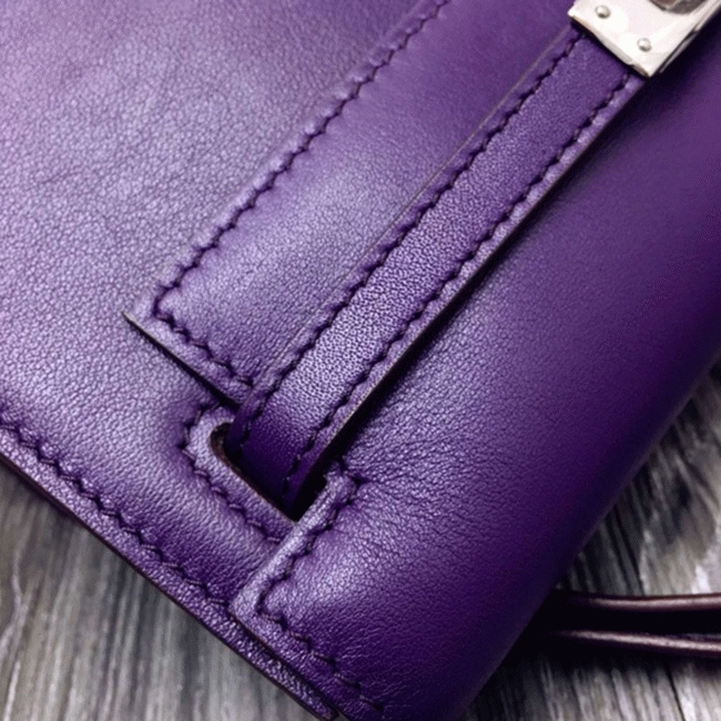 Purple Swift Leather Knockoff H**me5 Kelly Danse Stylish Bag