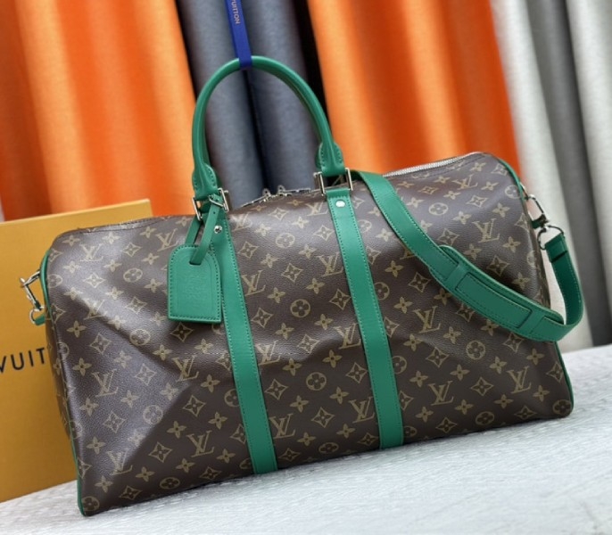 L0vis Vvtt0n Monogram Macassar Canvas Keepall Bandouliere 50 In Borneo Green