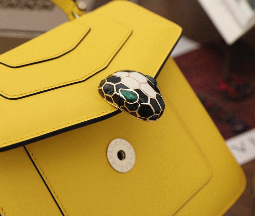 Fake Bv1g*ai Serpenti Forever Small Bag Yellow Calfskin