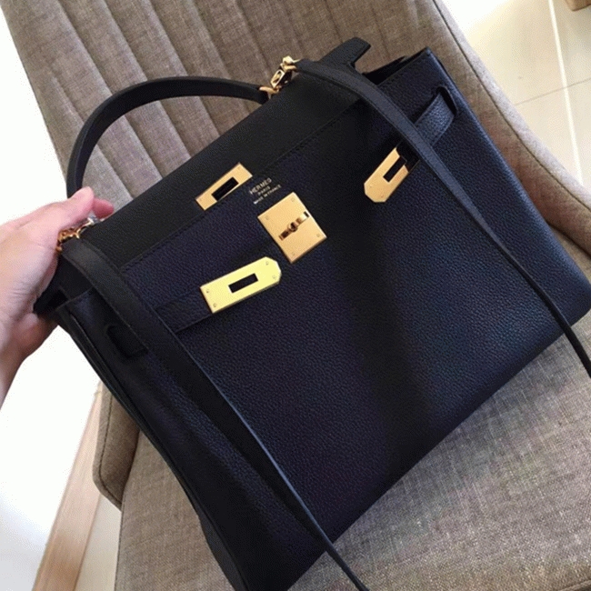 Black Clemence Copy H**me5 Kelly Retourne 28cm Luxe Handbag