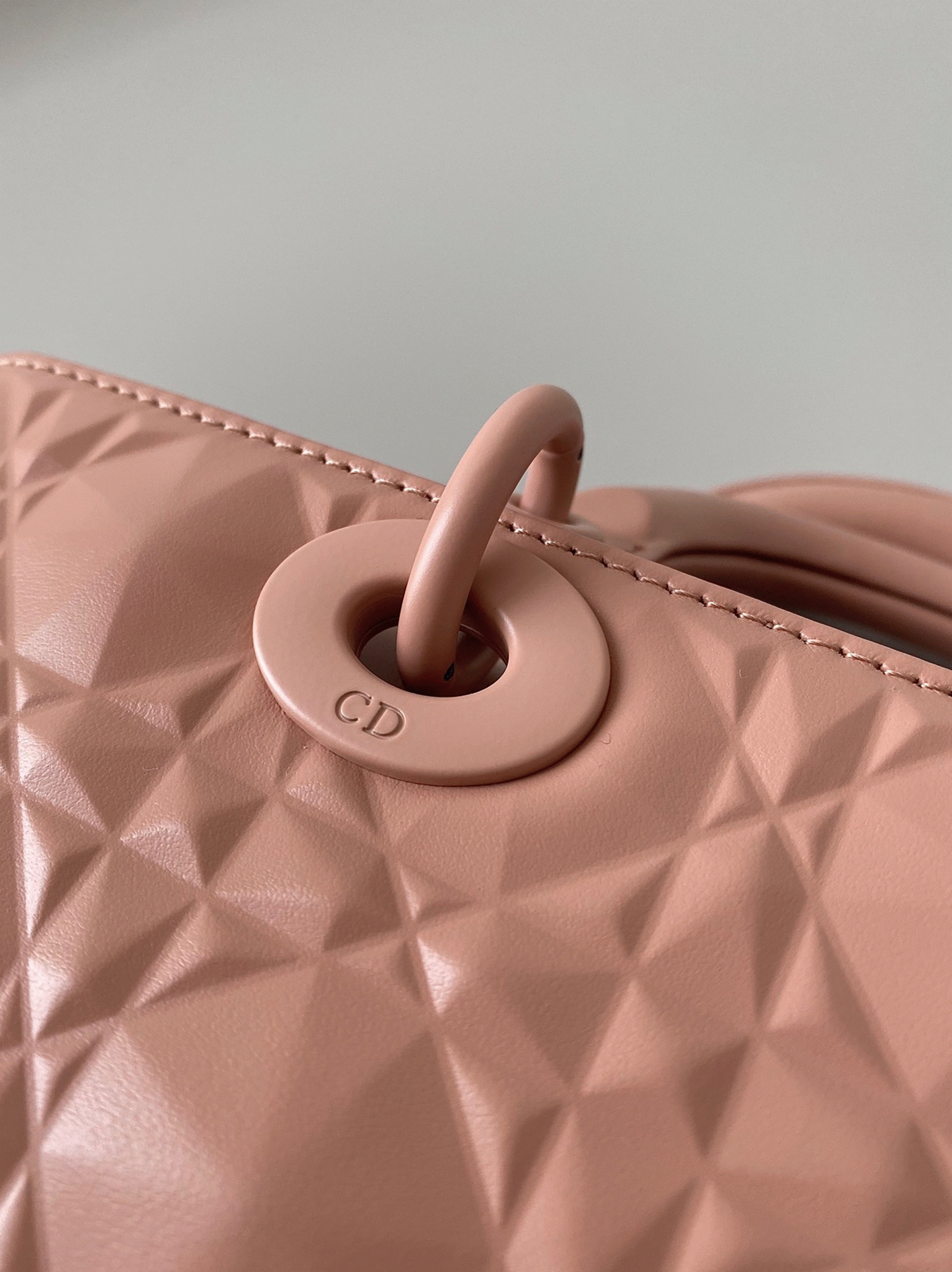D10r Lady D-Joy Medium Bag Faux in Nude Calfskin with D1am0nd Motif