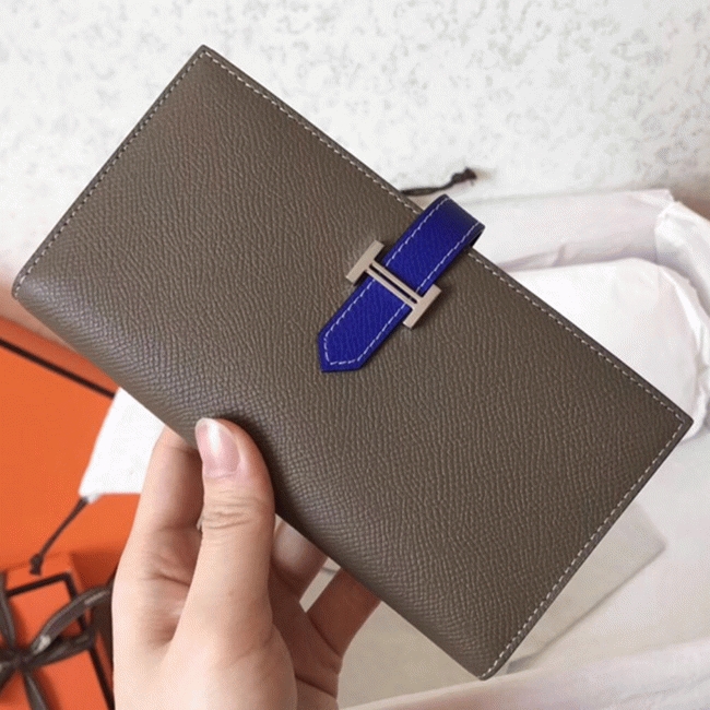 Taupe Electric Blue Epsom Replica H**me5 Bearn Wallet