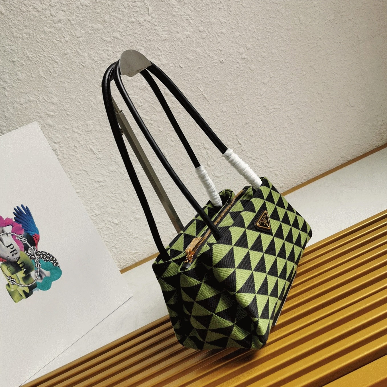 Pra*a S*pernova Small Shoulder Bag Replica in Black/Green