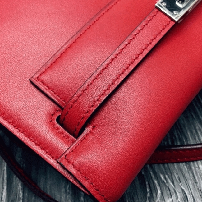 Red Swift Leather Fake H**me5 Kelly Danse Chic Handbag