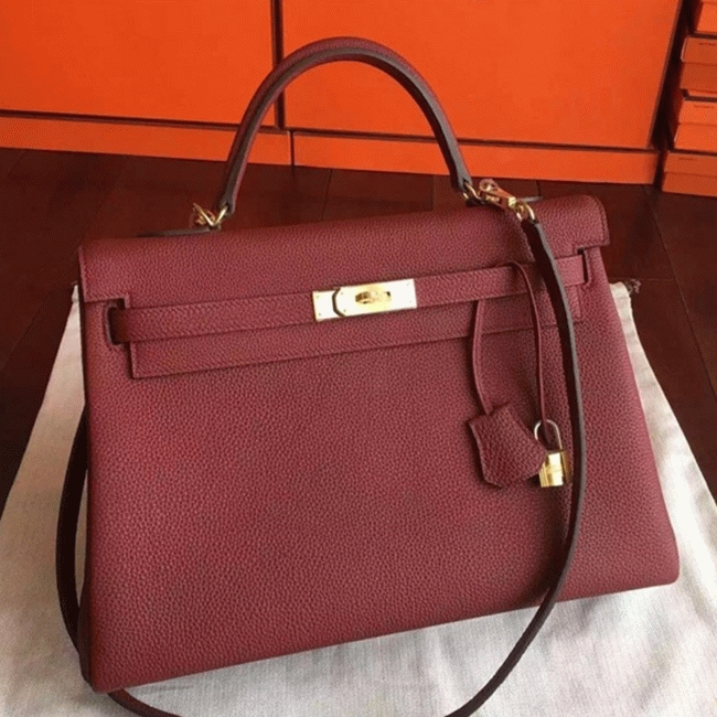 Bordeaux Clemence Replica H**me5 Kelly 35cm Rich Color Bag