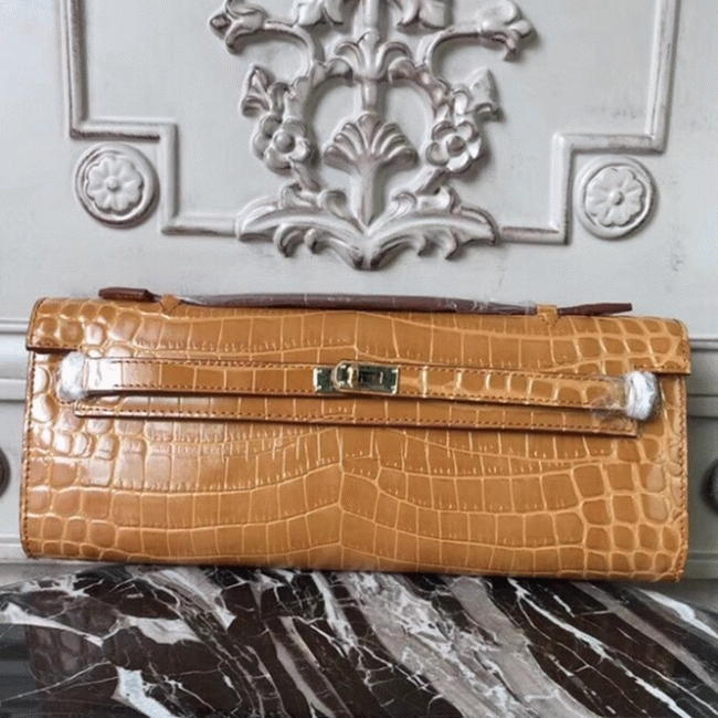 Camarel Crocodile Fake H**me5 Kelly Cut Clutch Rich Color Handbag