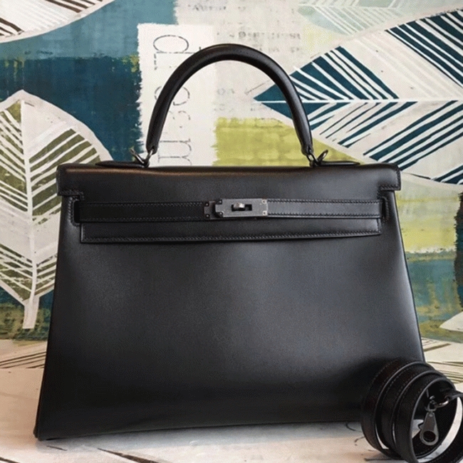 Black Box Knockoff H**me5 Kelly 35cm Structured Handbag