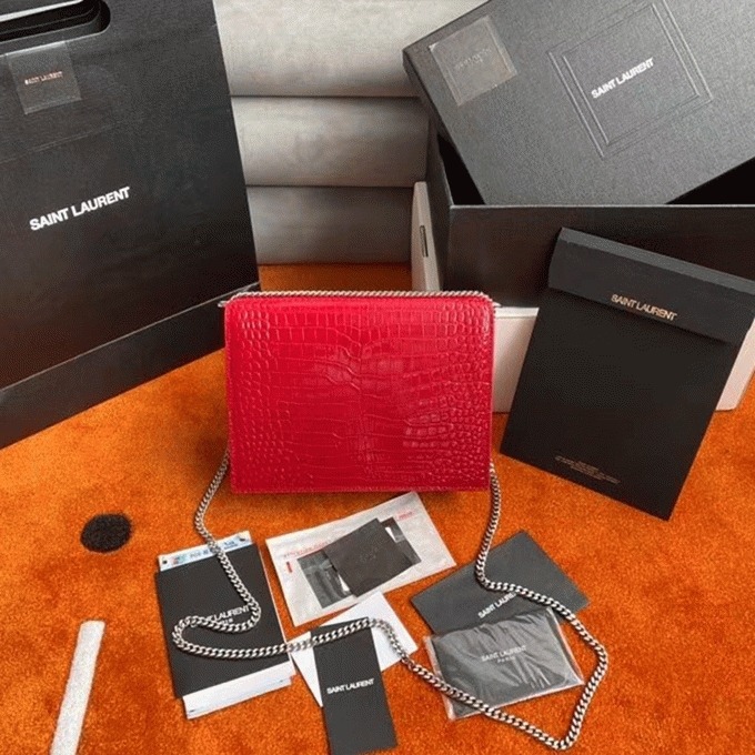 Fake Sa1nt Lau*nt Cassandra Medium Bag Red Crocodile