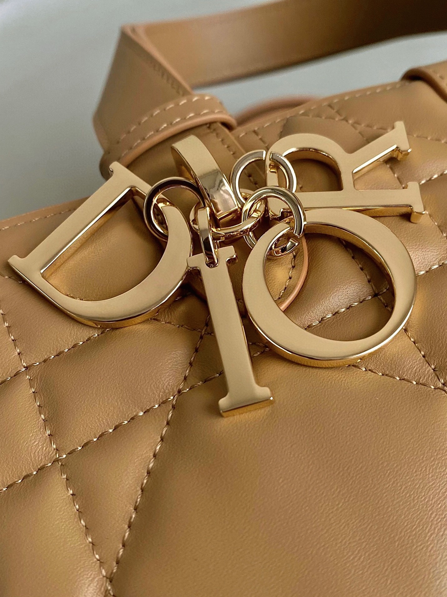 D10r Toujours Large Bag Fake in Brown Macrocannage Calfskin
