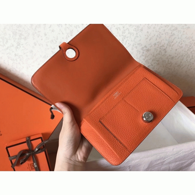 Brown orange replica H**me5 Dogon duo wallet