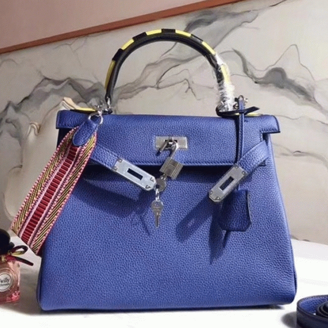 Blue with Zigzag Handle Replica H**me5 Kelly 28cm Special Design