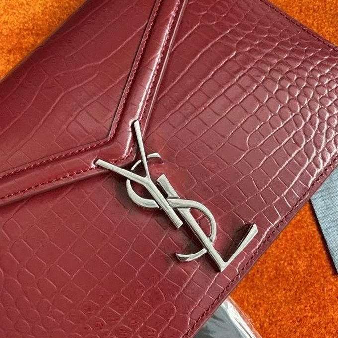 Fake Sa1nt Lau*nt Cassandra Medium Bag Bordeaux Crocodile