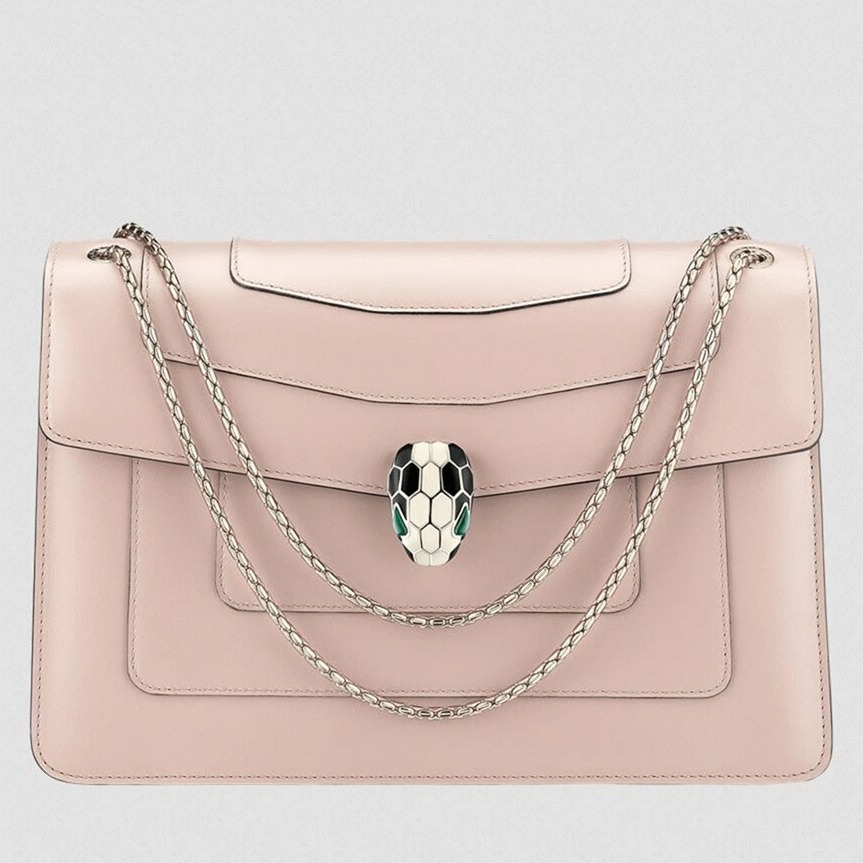 Replica Bv1g*ai Serpenti Forever Large Shoulder Bag Beige Calfskin