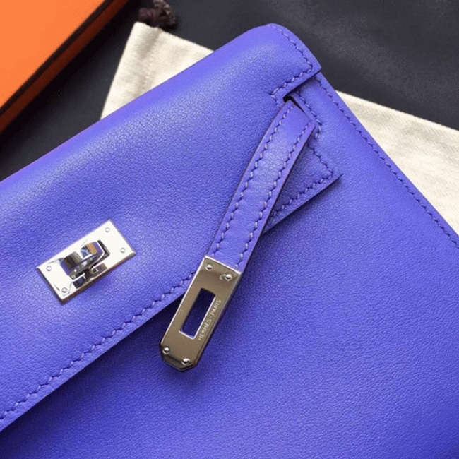 Blue Swift Leather Replica H**me5 Kelly Danse Shoulder Bag