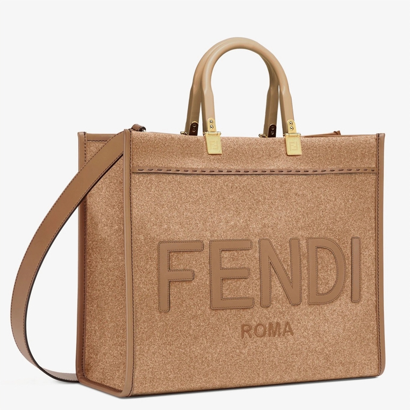 Top Quality Fake F**di Sunshine Medium Tote Bag In Brown Flannel
