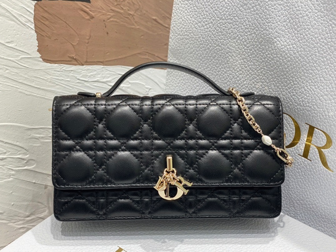 D10r Miss D10r Mini Bag Replica in Black Cannage Lambskin