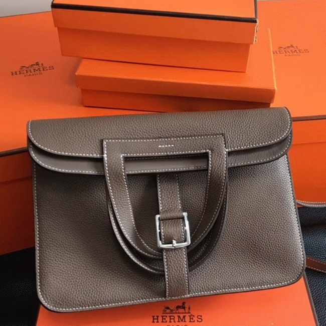 Etoupe Fake H**me5 Halzan Soft Neutral Shoulder Bag
