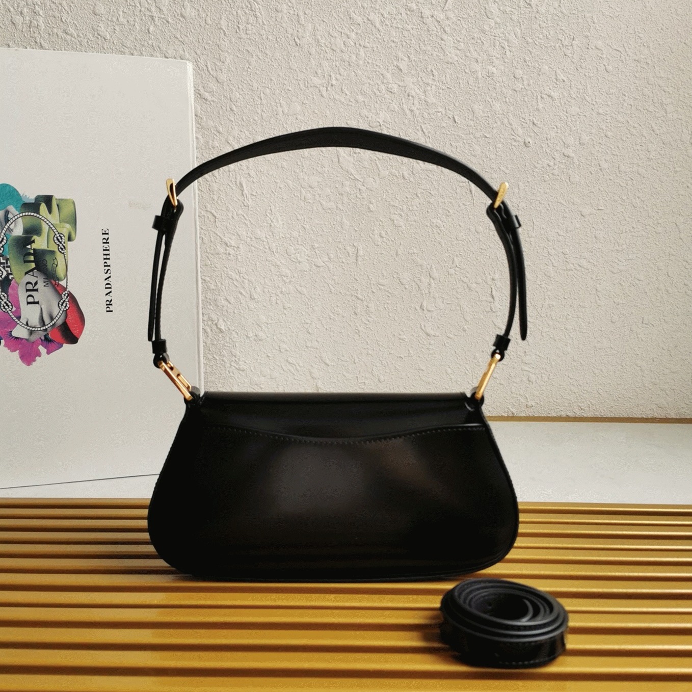 Pra*a Shoulder Bag Fake in Black