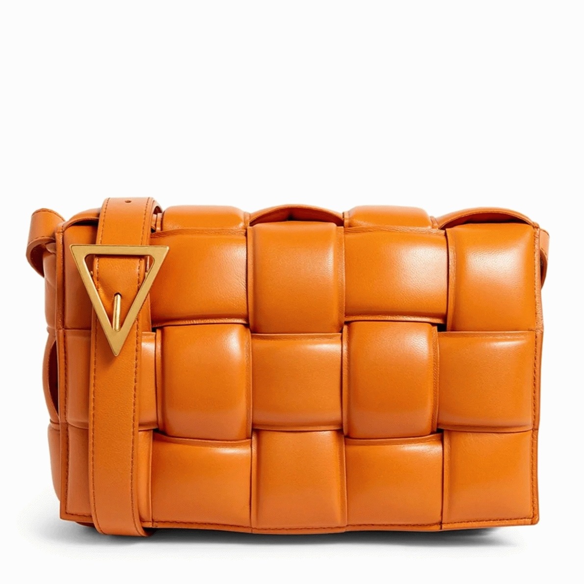 Top Quality Faux B0tt*ga Ven*ta Padded Cassette Bag In Orange