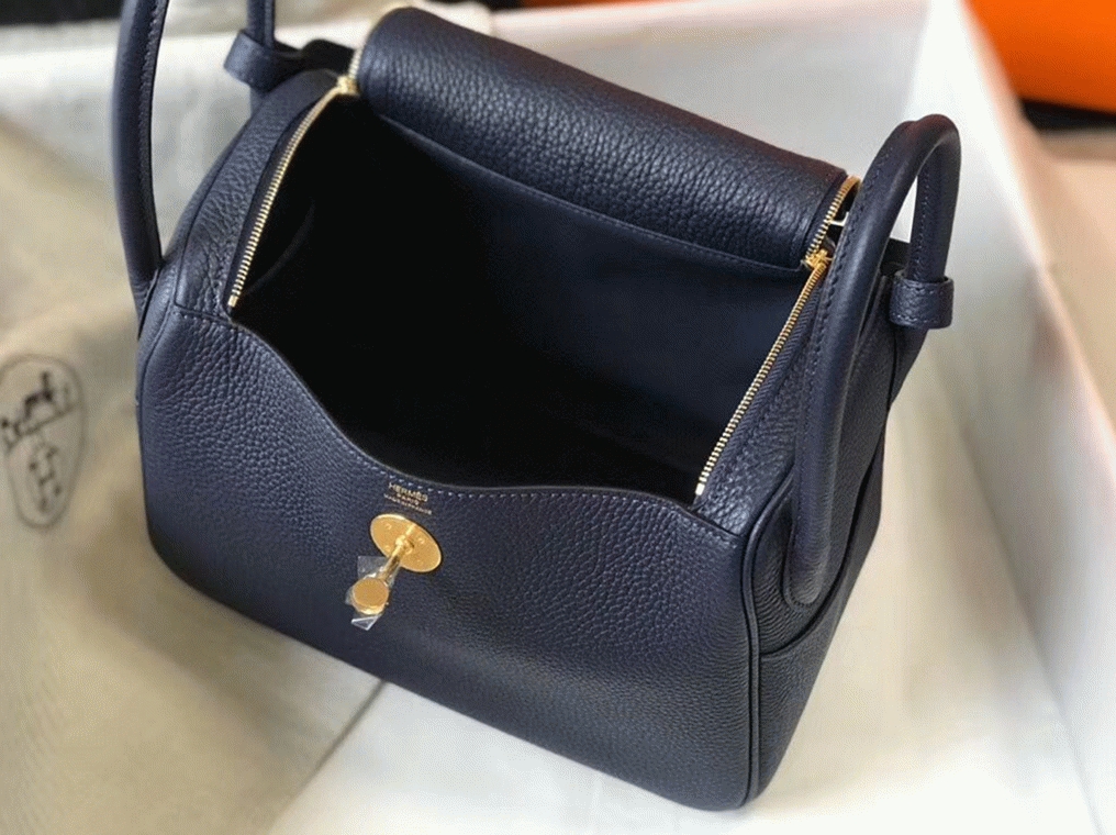 Fake designer H**me5 Lindy 26cm handbag in navy blue