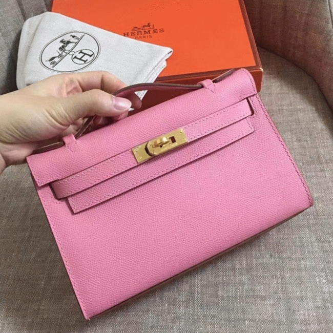 Pink Epsom Luxury Fake H**me5 Kelly Pochette Feminine Look Bag