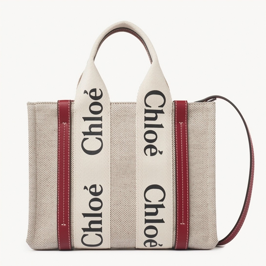 top quality replica Ch10e small woody tote bag in canvas with camel leather strips