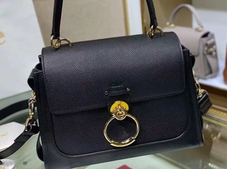 top quality knockoff Ch10e small tess day bag in black grained leather