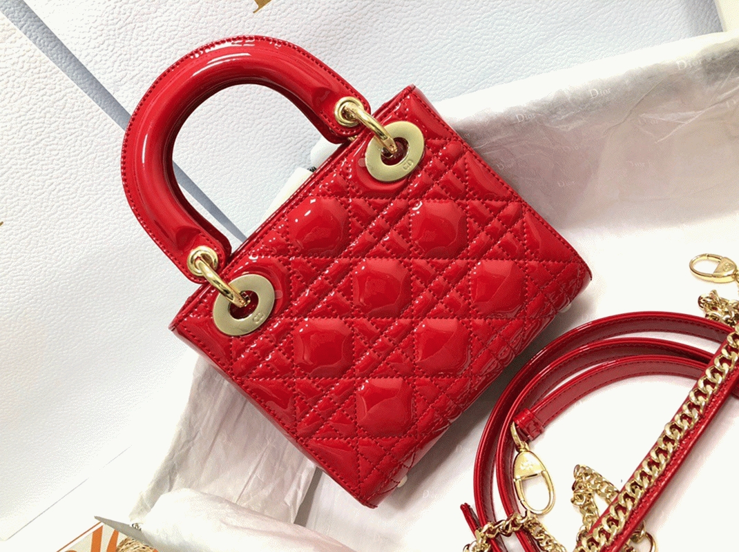 D10r Lady D10r Mini Chain Bag Knockoff with Chain in Red