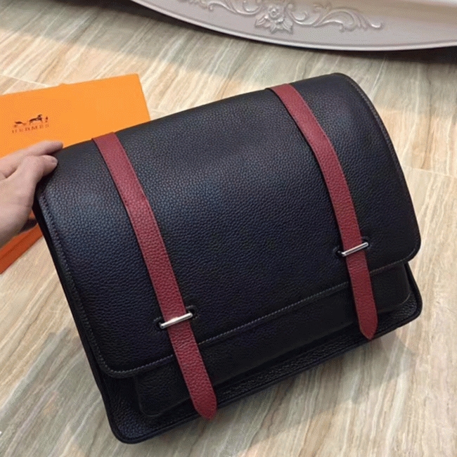 Black Knockoff H**me5 Bicolor Steve Messenger Bag