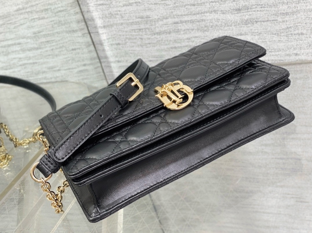 D10r Miss D10r Top Handle Bag Fake in Black Cannage Lambskin