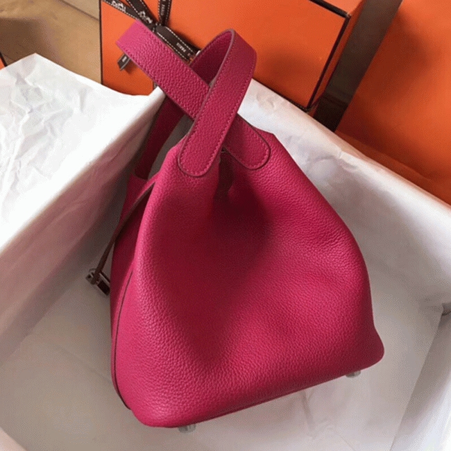 Peach knockoff H**me5 Picotin Lock 18cm handbag