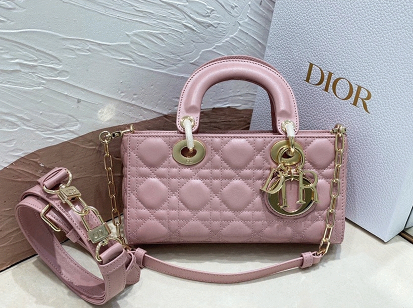D10r Lady D-Joy Small Bag Fake in Peony Pink