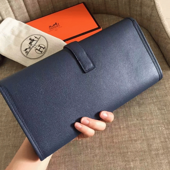 High quality sapphire epsom replica H**me5 Jige Elan clutch bag