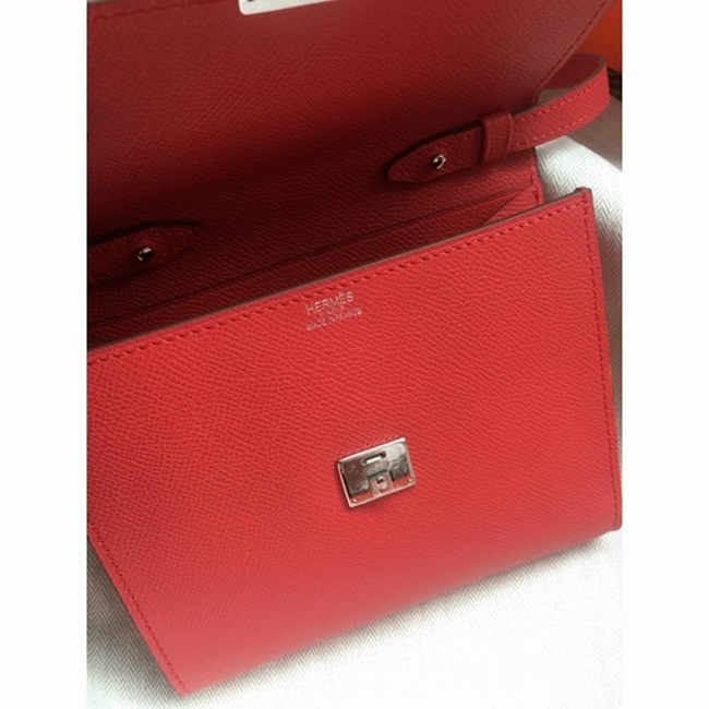 Red luxury replica H**me5 Clic wallet with strap