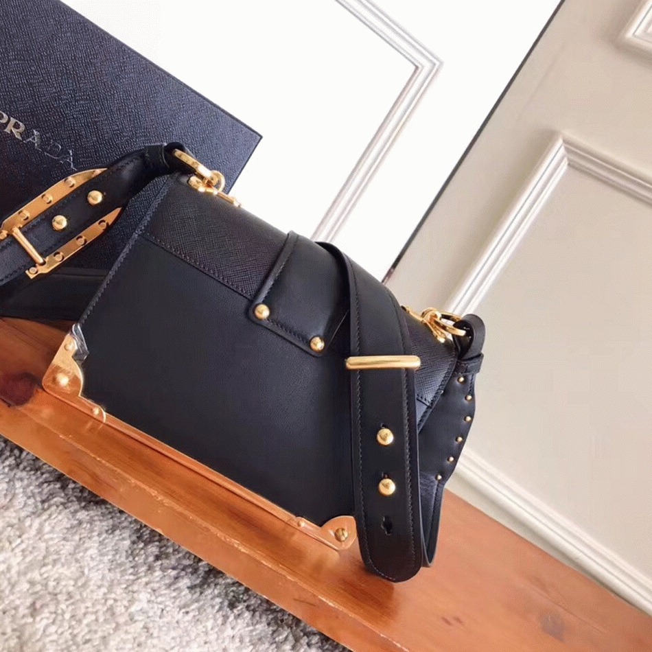 Black Pra*a Cahier Shoulder Bag Replica