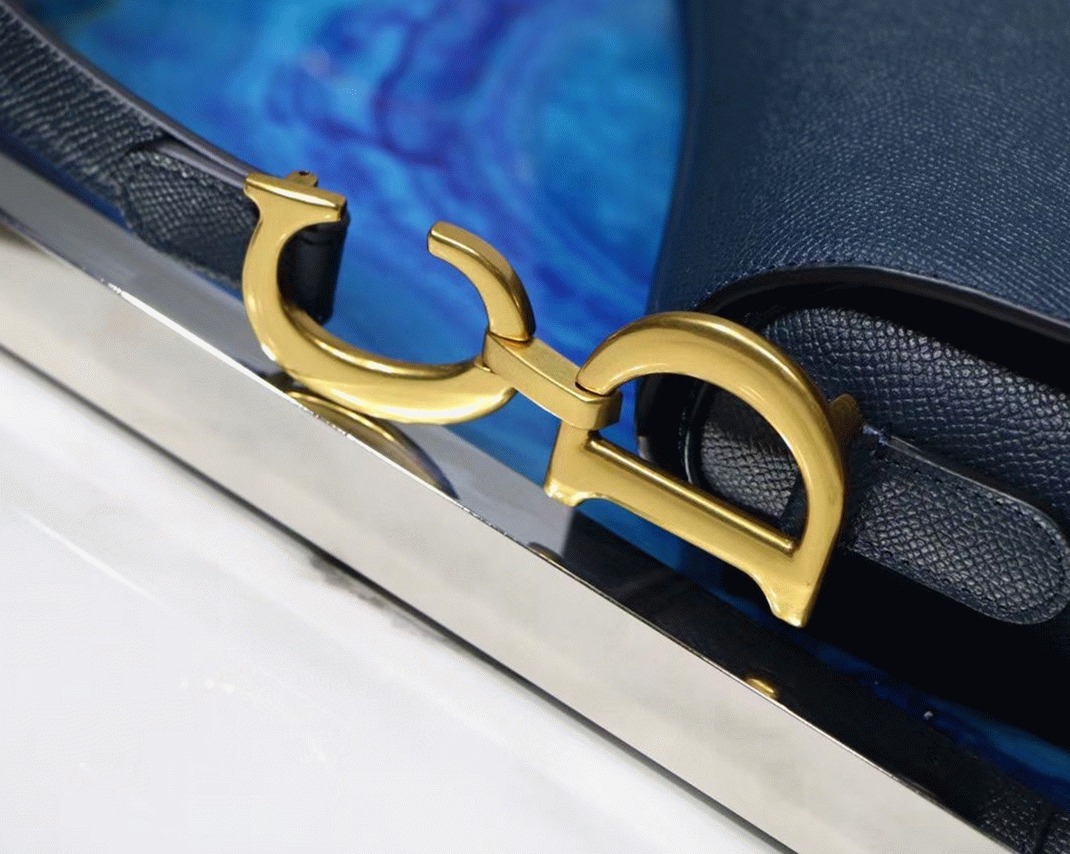 D10r Saddle Bag Imitation in Indigo Blue Grained Calfskin