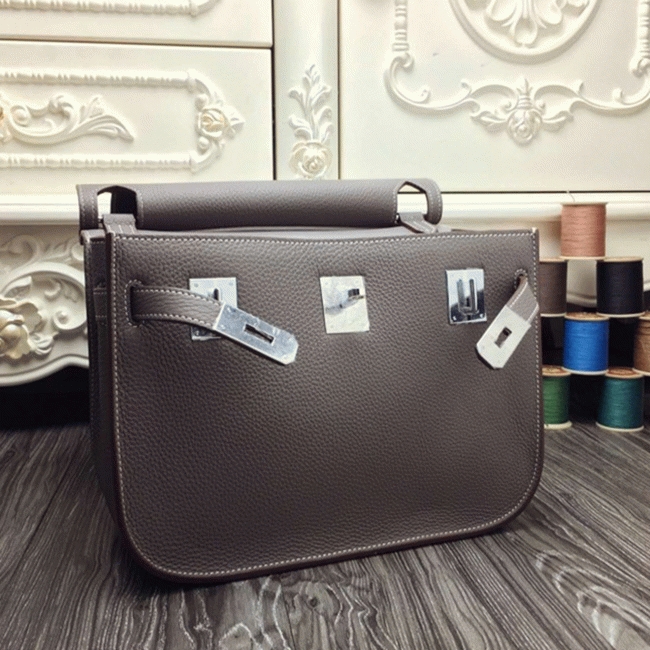 Large grey knockoff H**me5 Jypsiere 31cm handbag