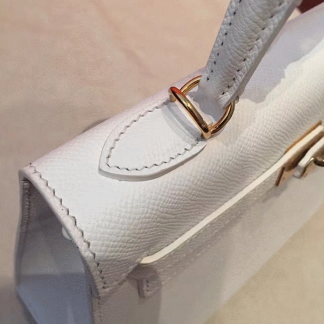 White Epsom Fake Luxury H**me5 Kelly 25cm Sellier Structured Bag
