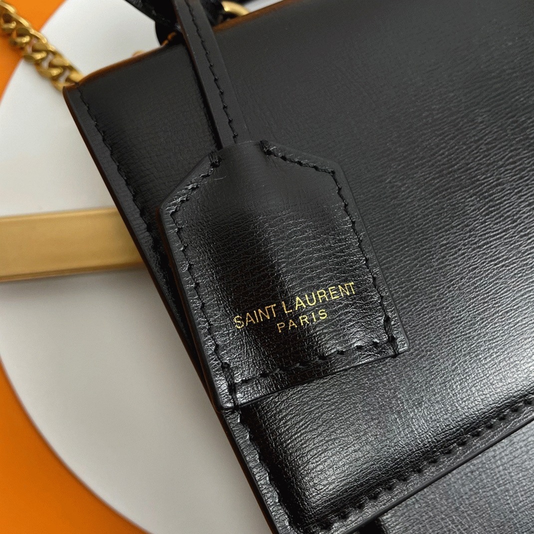 Knockoff Sa1nt Lau*nt Sunset Medium Top Handle Bag Black Calfskin